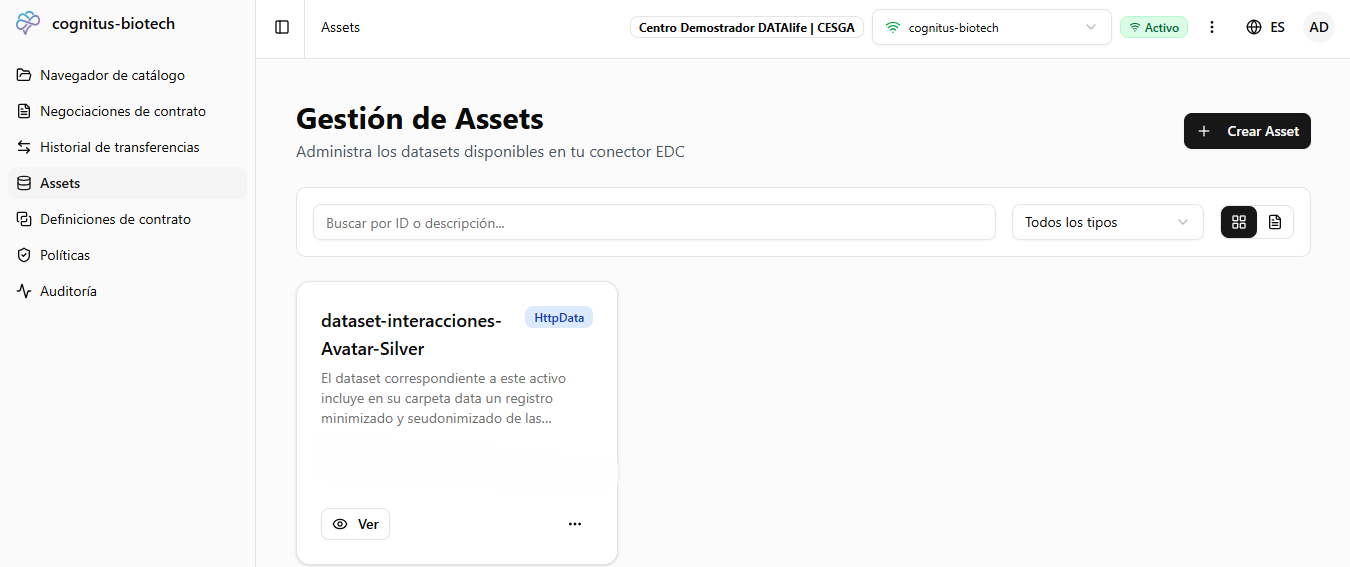 Portal del participante del centro demostrador DATAlife
